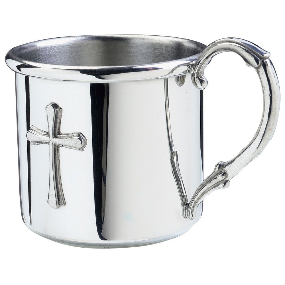 Pewter Baby Cup, Color: Easton with Cross
