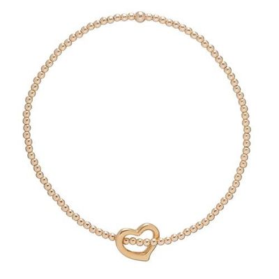 Classic Gold 2mm Bead Bracelet Love Gold Charm