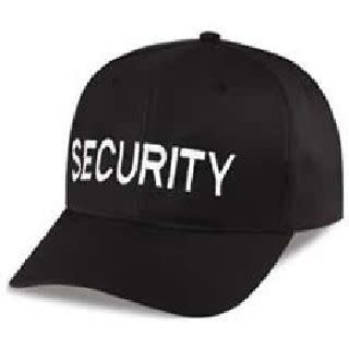 HERO&#39;S PRIDE - BLACK TWILL CAP EMBROIDERED WHITE SECURITY