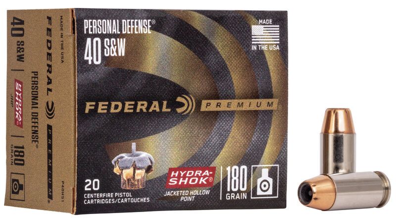 FEDERAL PREMIUM .40S&amp;W 180GR PERSONAL DEFENSE HYDRA-SHOK JHP 20RD BOX