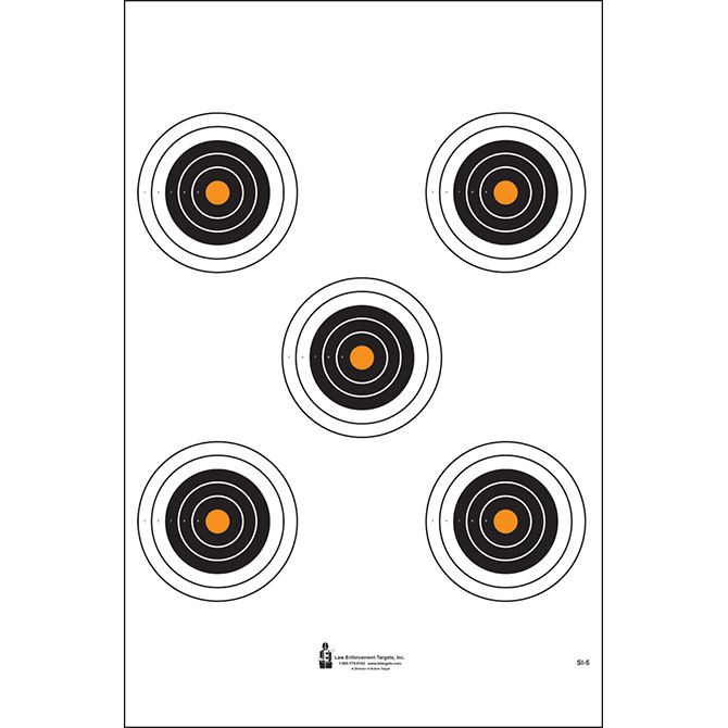 ACTION TARGET 5 BULL&#39;S EYE TARGET WITH ORANGE CENTERS BEIGE PAPER TARGET