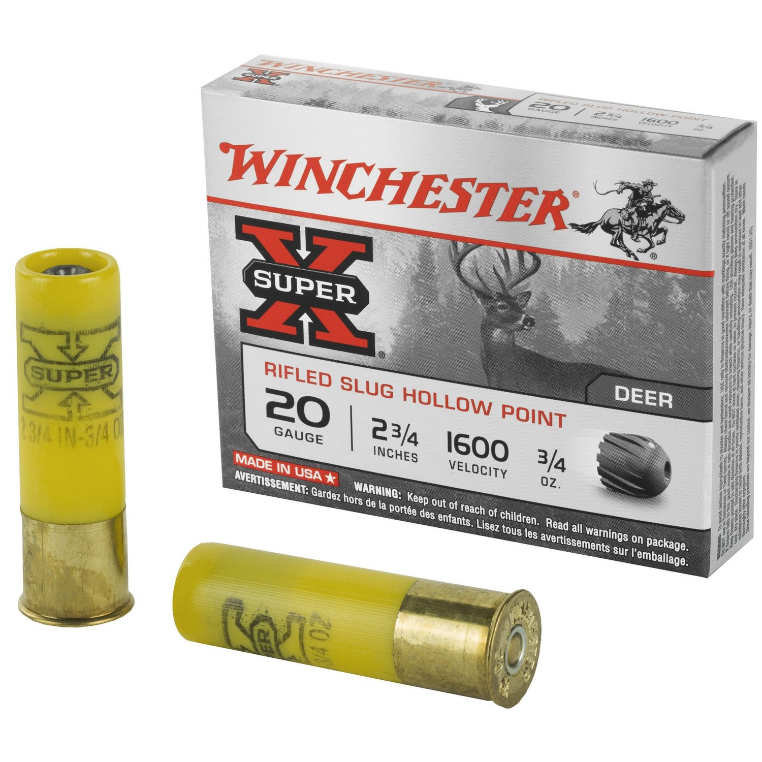WINCHESTER SUPER-X 20GA 2.75&quot; RIFLED SLUG HOLLOW POINT