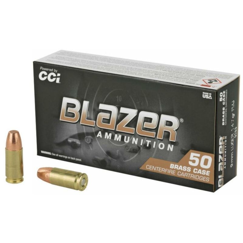 CCI BLAZER BRASS 9MM LUGER 115GR FMJ 50RD BOX