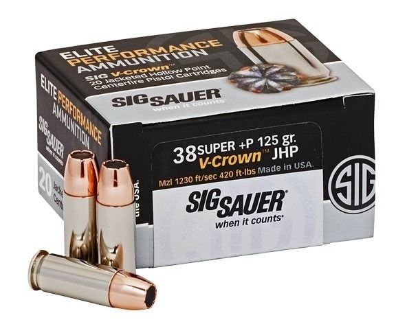 SIG SAUER V-CROWN 38 SUPER JHP 125GR 20RD/BOX
