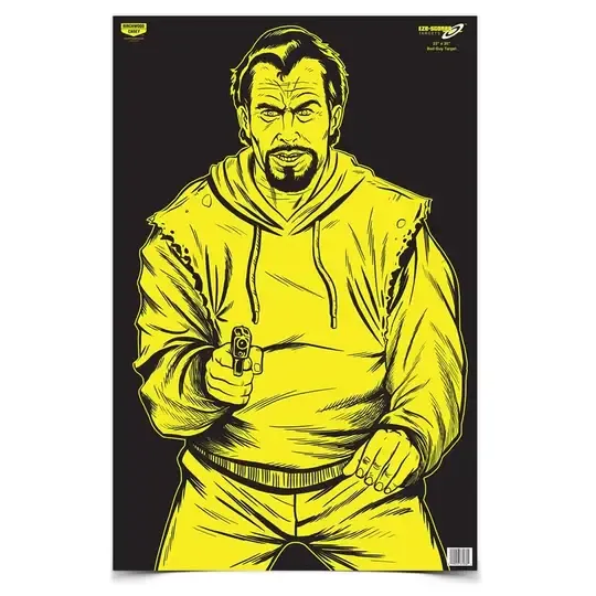 BIRCHWOOD CASEY 23&quot; X 35&quot;  BAD GUY (BLACK/YELLOW) PAPER TARGET