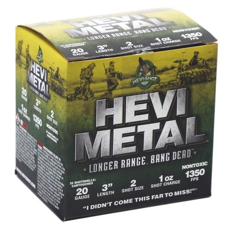 HEVI-SHOT HEVI METAL LONGER RANGE 20GA 3&quot; 1OZ #2 SHOT 25RD BOX