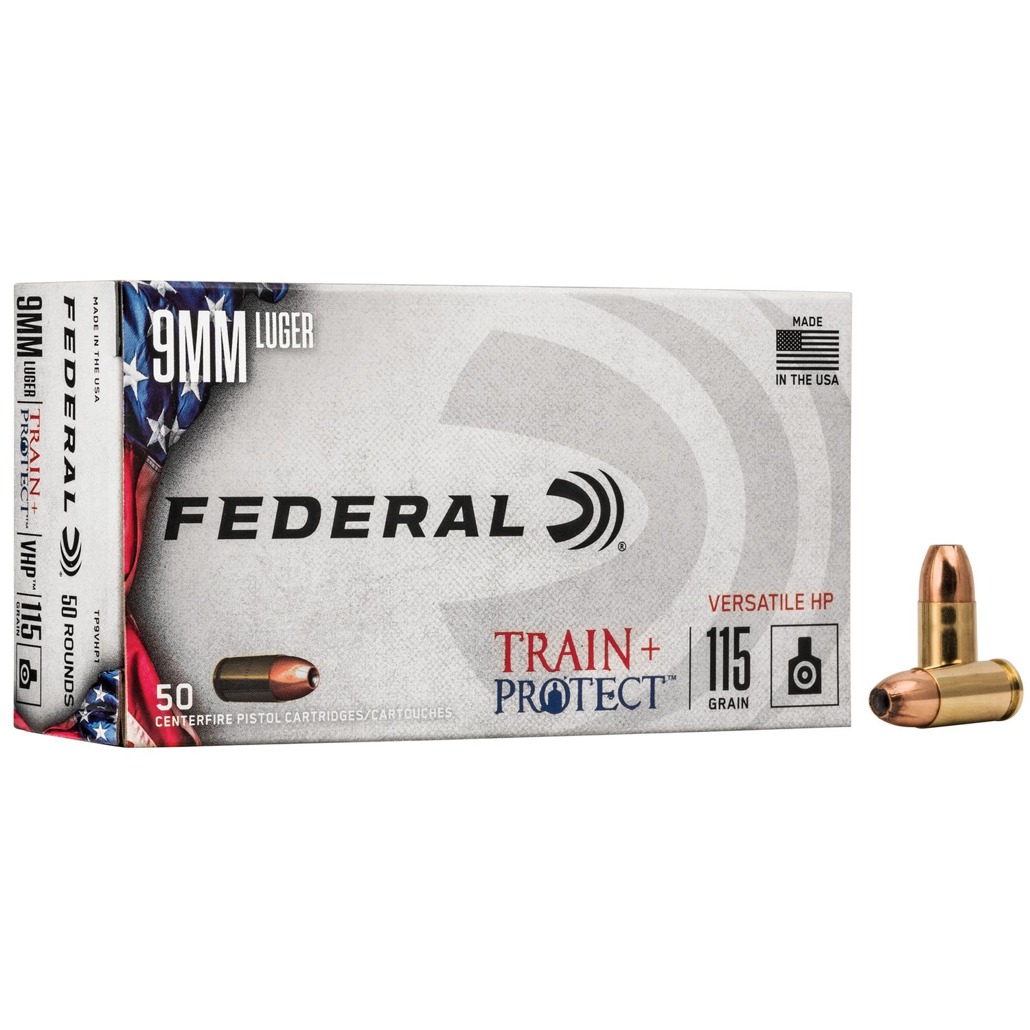 FEDERAL TRAIN + PROTECT 9MM 115GR VHP 50RD BOX