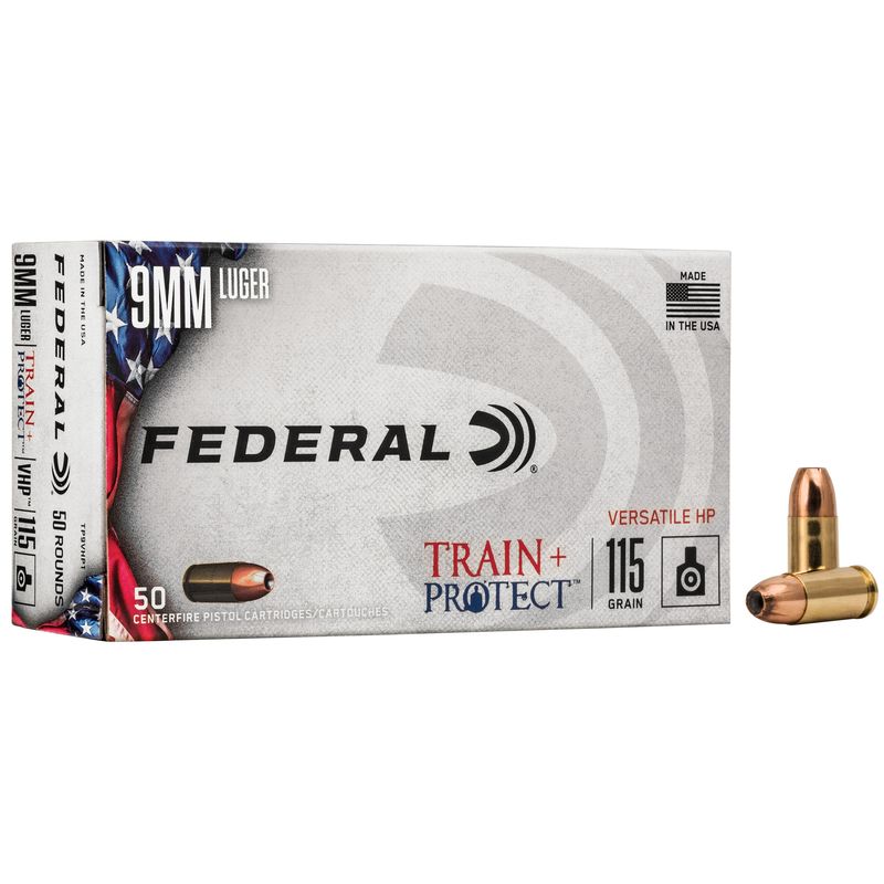 FEDERAL TRAIN + PROTECT 9MM 115GR VHP 50RD BOX