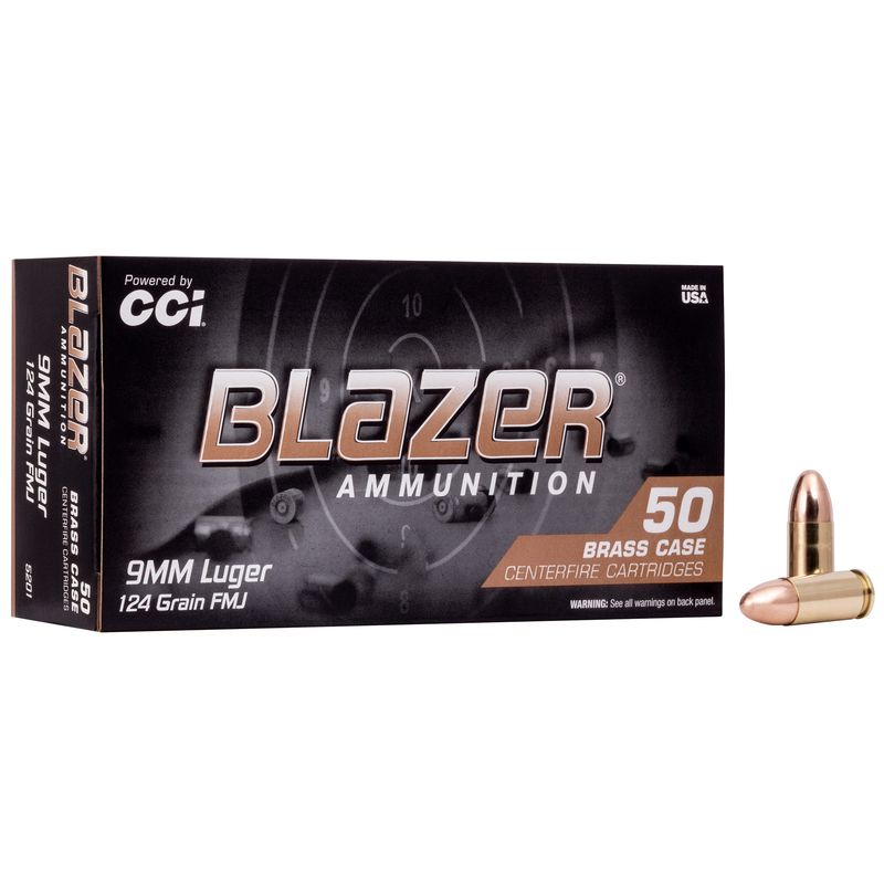 CCI BLAZER BRASS 9MM 124GR FMJ 50 ROUND BOX