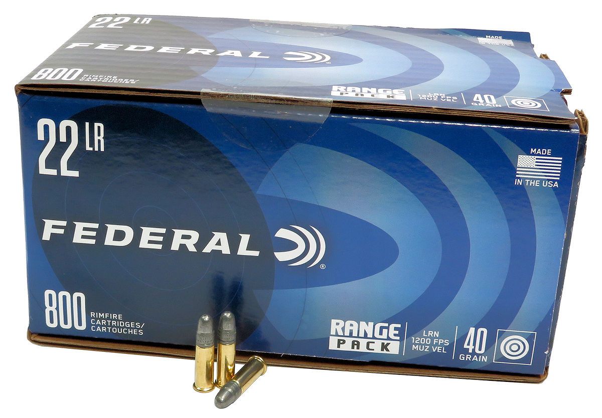 FEDERAL .22LR LEAD ROUND NOSE 40GR 800RD RANGE PACK