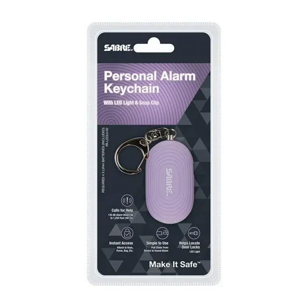 SABRE PERSONAL ALARM W/ LED-LAVENDER