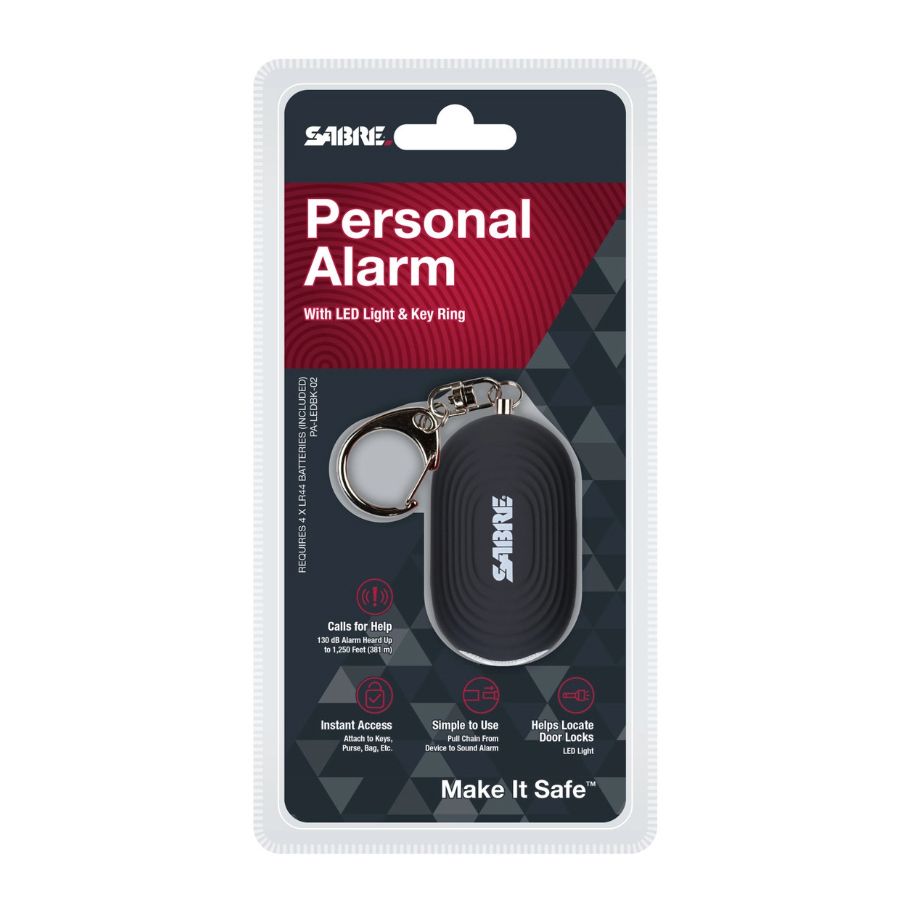 SABRE PERSONAL ALARM W/ LED-BLACK