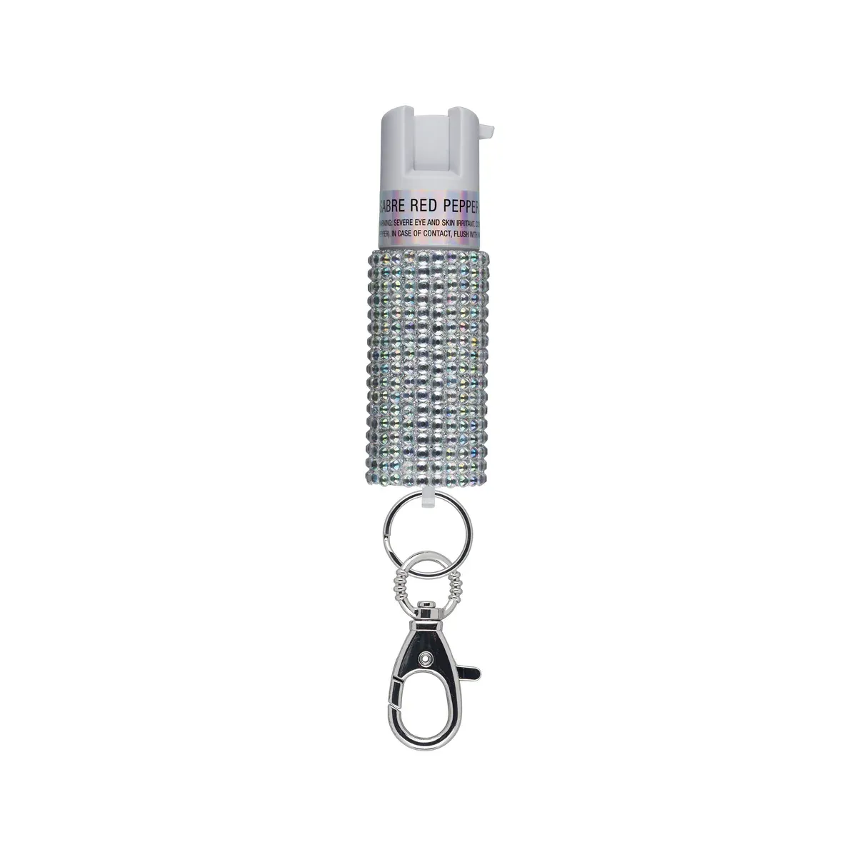 SABRE PEPPER SPRAY W/ QUICK RELEASE KEY RING-WHT JEWELED