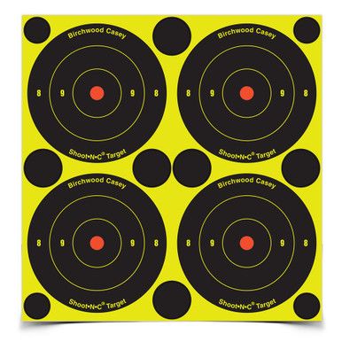 BIRCHWOOD CASEY SHOOT NC ROUND 3&quot; BULLSEYE REACTIVE SELF ADHESIVE TARGETS