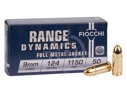 FIOCCHI AMMO 9MM LUGER 124GR FMJ