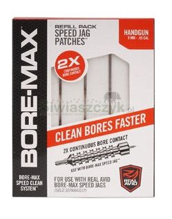 REAL AVID - BORE-MAX - SPEED JAG PATCHES - HANDGUN 4″ REFILL PACK = 9MM – .45 CAL