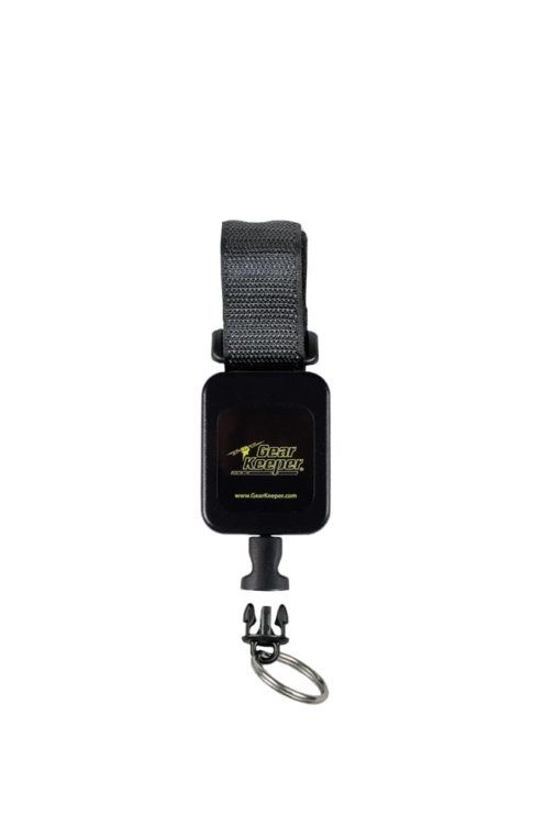 GEAR KEEPER ALUMINIUM HANDCUFF KEY RETRACTOR - BLACK - VELCRO STRAP MOUNT