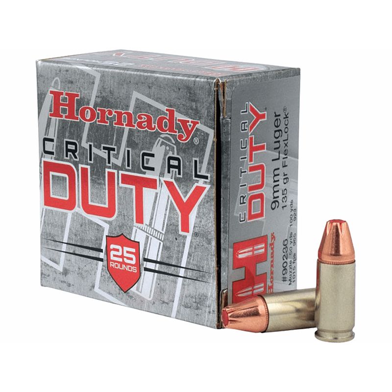 HORNADY CRITICAL DUTY 9MM 135GR FLEXLOCK DUTY 25 ROUND BOX