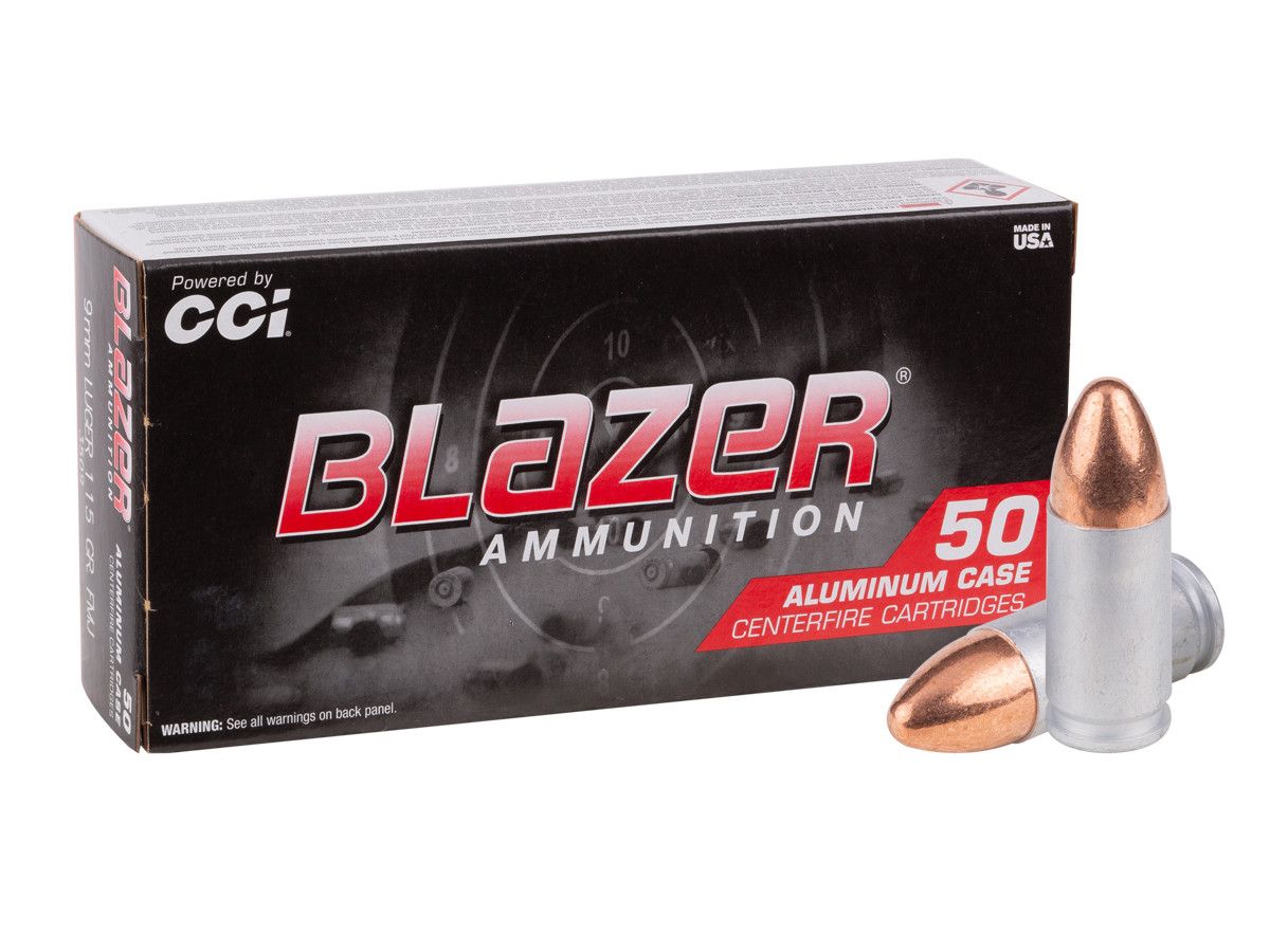 CCI BLAZER ALUMINUM CASE 9MM LUGER 115GR FMJ 50RD BOX