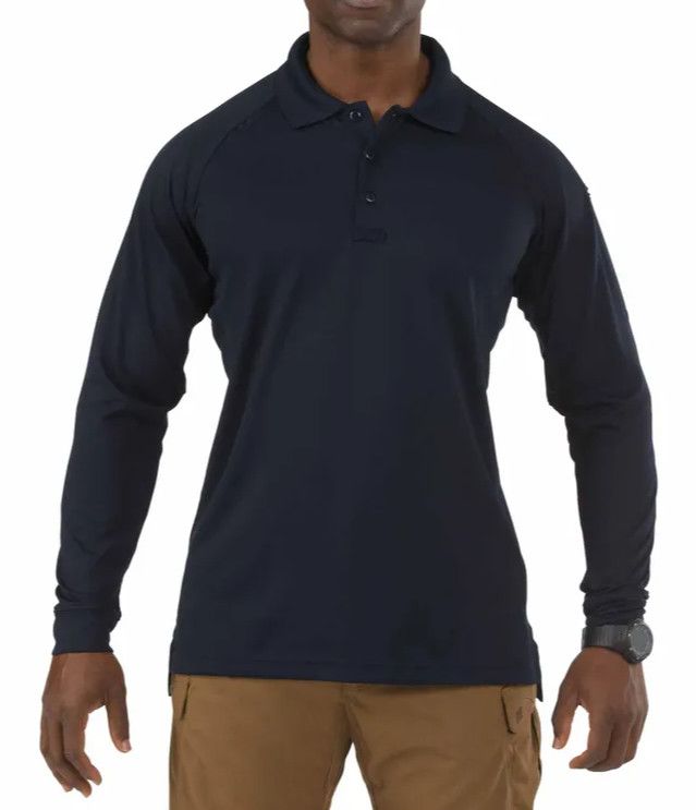 5.11 TACTICAL - MEN'S - PERFORMANCE POLO - L/S - DISCOUNT, Color: - DARK NAVY, Size: - MEDIUM