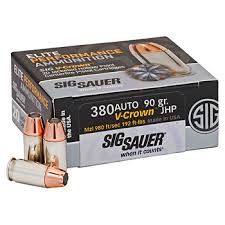 SIG SAUER - .380ACP 90GR V-CROWN JHP - 20 ROUND BOX