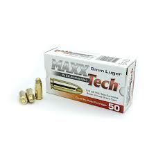 MAXXTECH AMMO 9MM 124GR FMJ 50RD BOX