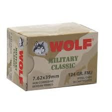 WOLF - MILITARY CLASSIC STEEL CASE 7.62X39 - 124GR - FMJ 20RDS