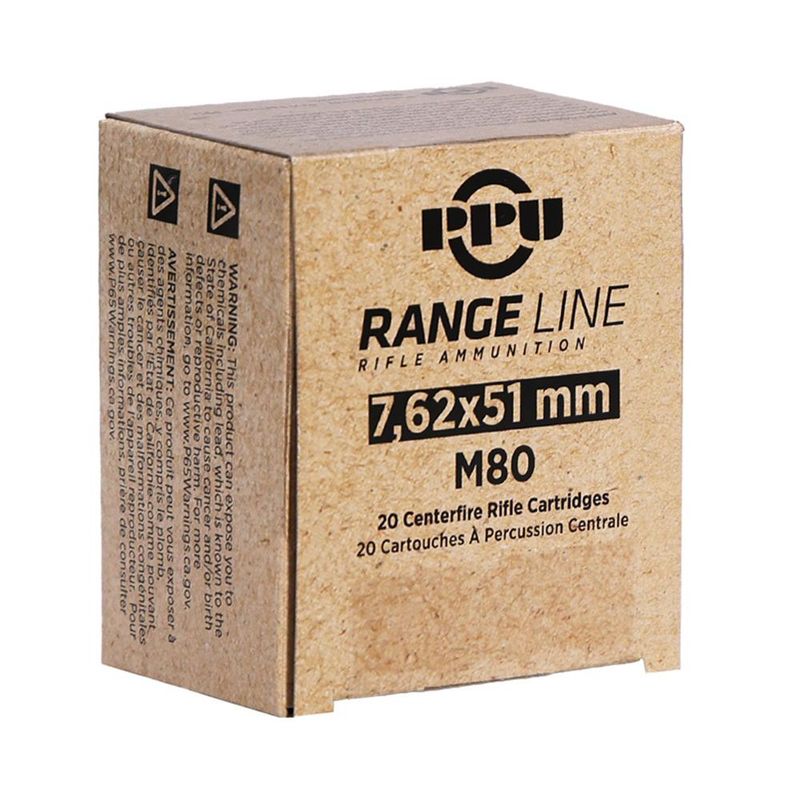 PPU-RANGELINE 7.62X51 -145GR FMJ- 20RD BOX