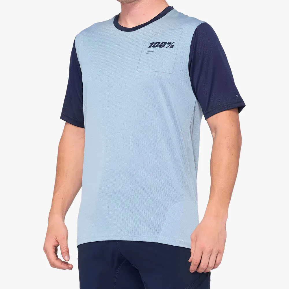 100% Ridecamp All Mountain Short Sleeve Jersey Slate Blue
