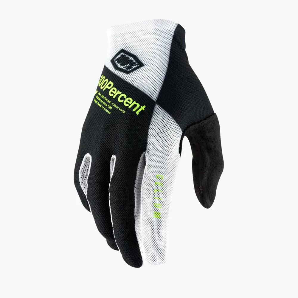 100% Celium Gloves Black/White/Fluo Yellow