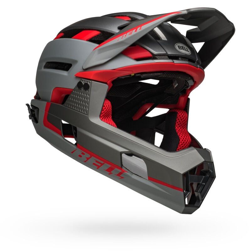 BELL Super Air R Spherical Convertible Helmet, Color: MATTE GRAY/RED, Size: SMALL