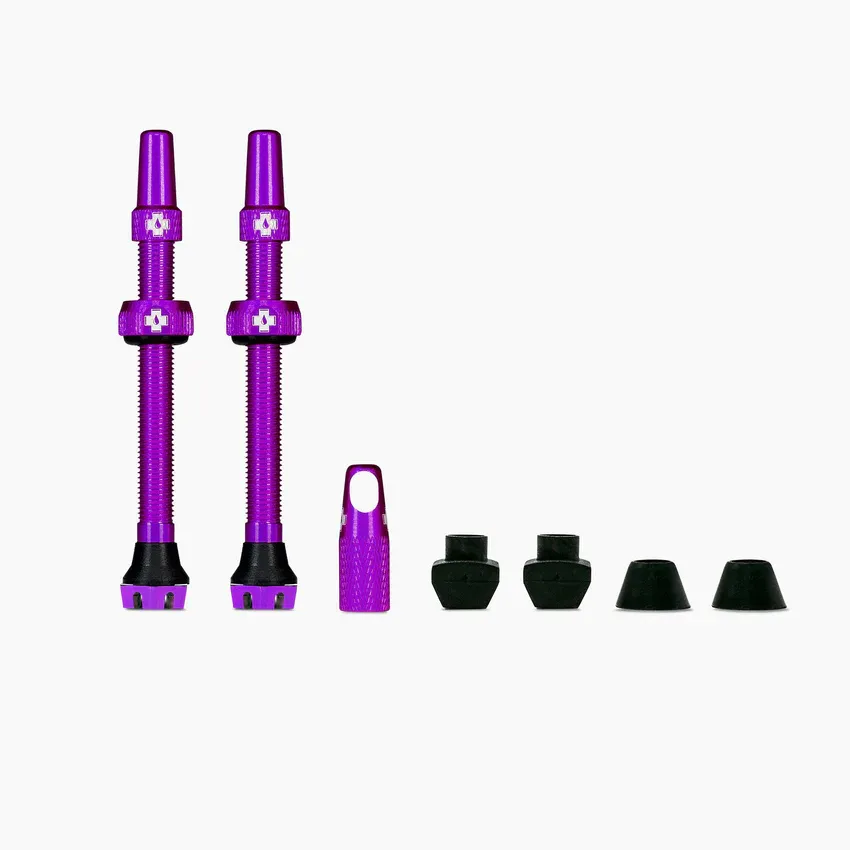 MUC-OFF, V2, Tubeless Valve, Presta, Pair, Color: PURPLE, Size: 44mm