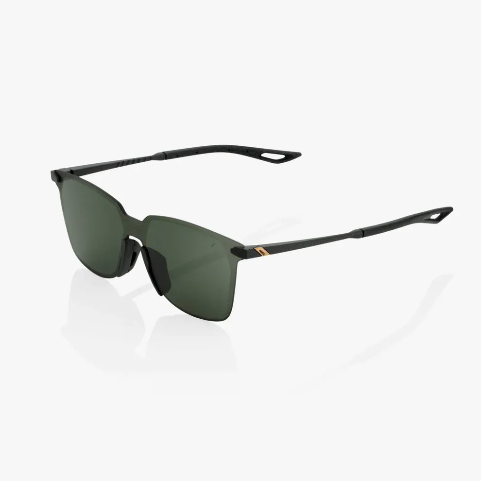 100% Legere Square UltraCarbon Sunglasses, Matte Black frame - Grey Green Lens