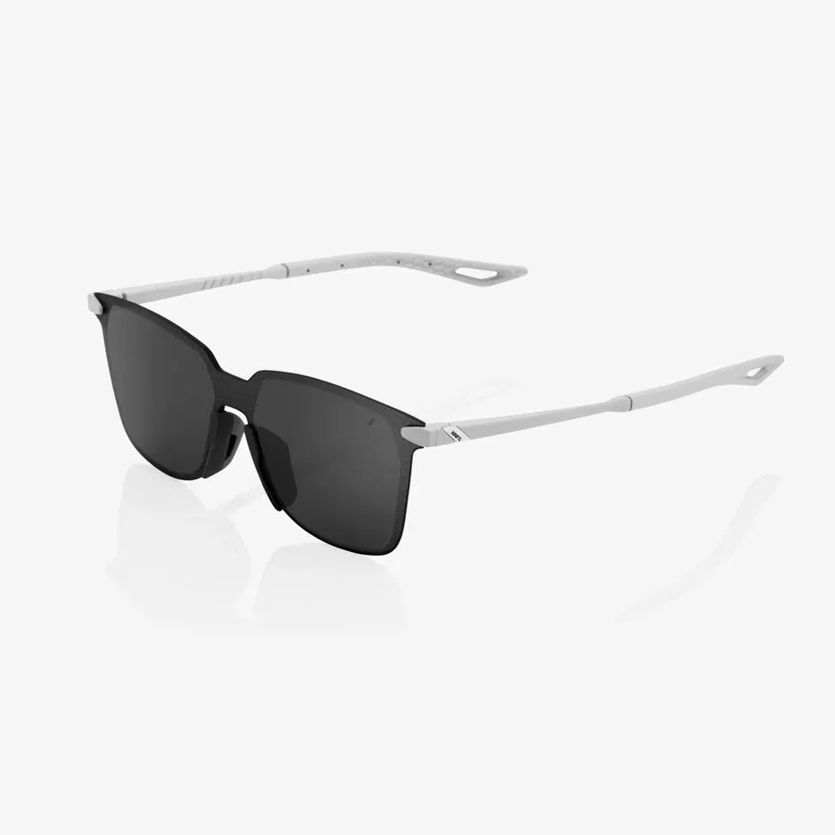 100% Legere Square UltraCarbon Sunglasses, Soft Tact Stone Grey frame - Black Mirror Lens