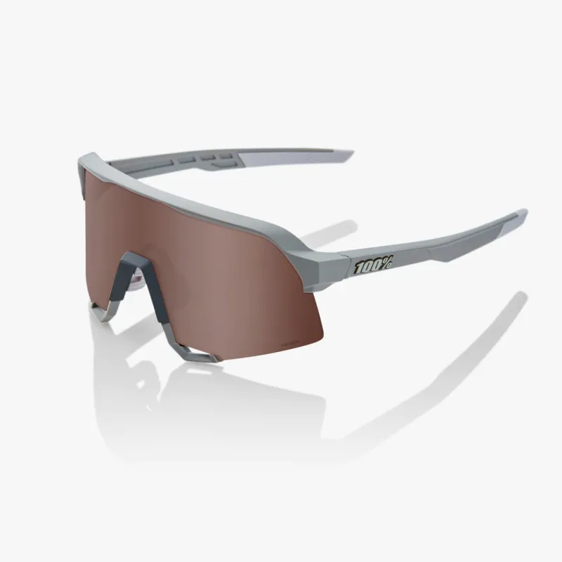 100% S3 Sunglasses, Soft Tact Stone Grey frame - HiPER Crimson Silver Mirror Lens