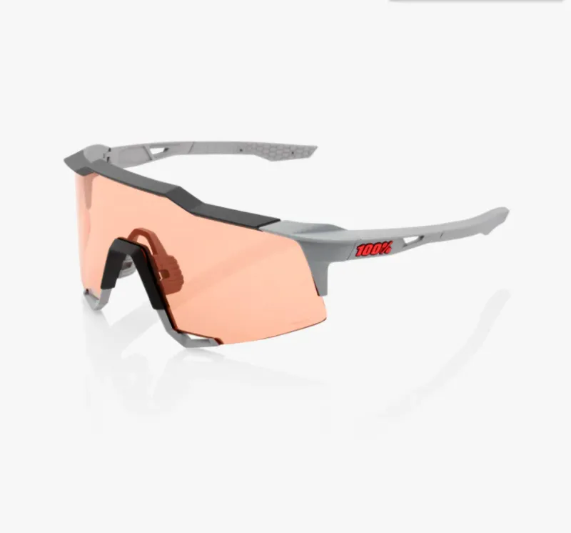 100% Speedcraft Sunglasses - Soft Tact Stone Grey - HiPER Coral Lens