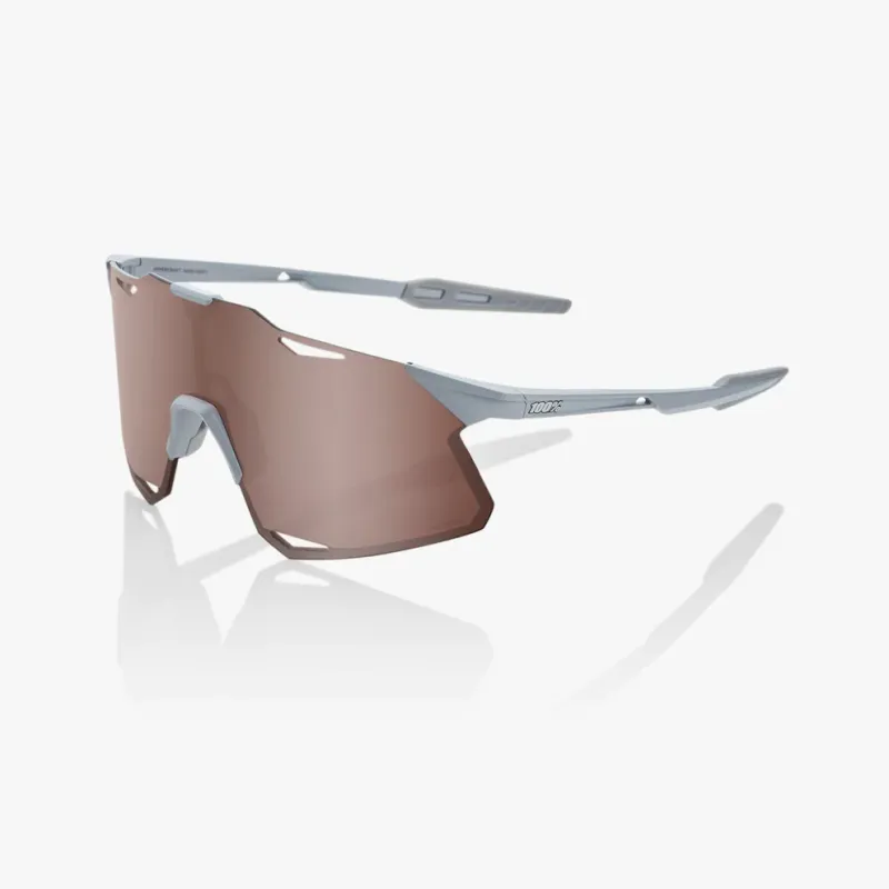 100% Hypercraft Sunglasses - Matte Stone Grey - HiPER Crimson Silver Mirror Lens
