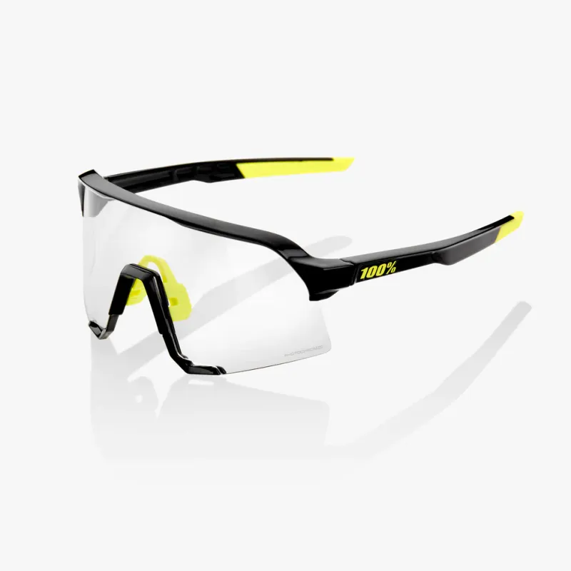 100% S3 Sunglasses - Gloss Black - Photochromic Lens
