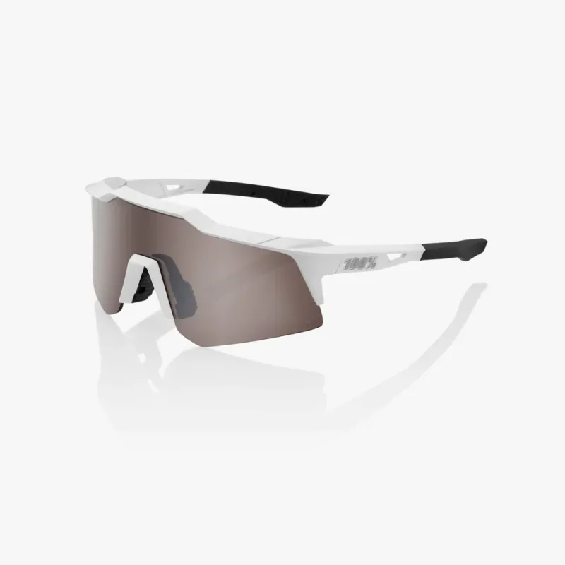 100% Speedcraft XS Sunglasses - Matte White - HiPER Silver Mirror Lens