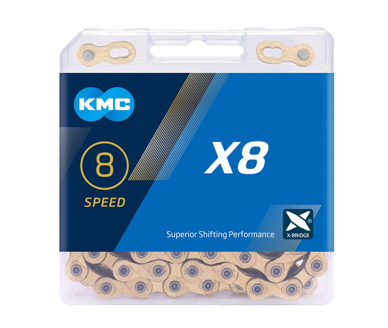 KMC, X8 NP/GY, Chain, 6/7/8 Speed, 116 Links, Silver