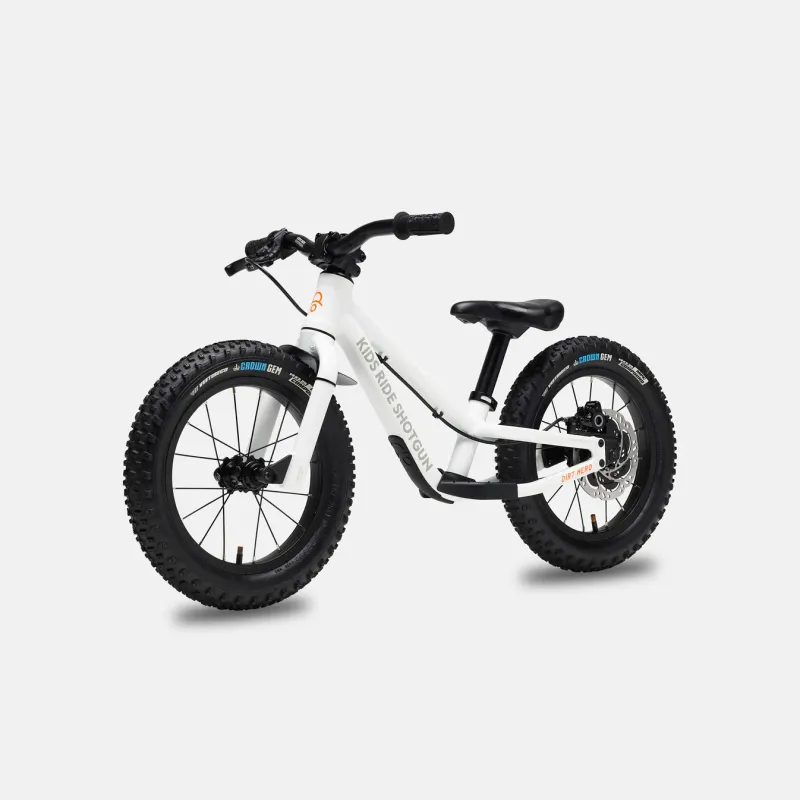 Kids Ride Shotgun Dirt Hero Push Bike 14&#39;&#39; White w/ Brake