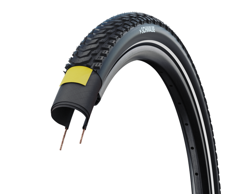 SCHWALBE Marathon Mondial Tire, 29 x 2.25 (57-622) Black w/Reflective Strip Double Defense Addix Wire
