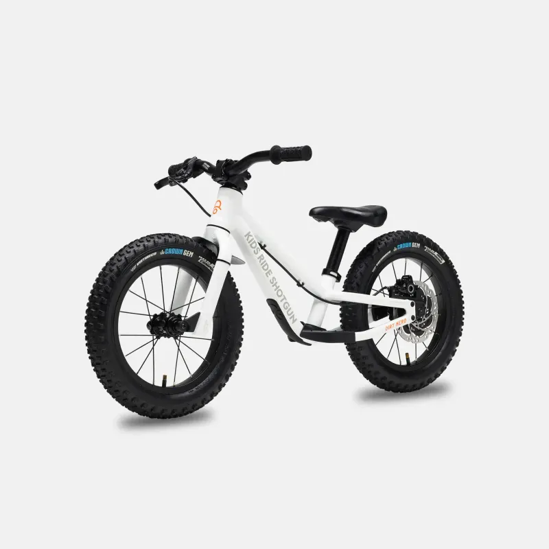 Kids Ride Shotgun Dirt Hero Push Bike 14'' White w/ Brake