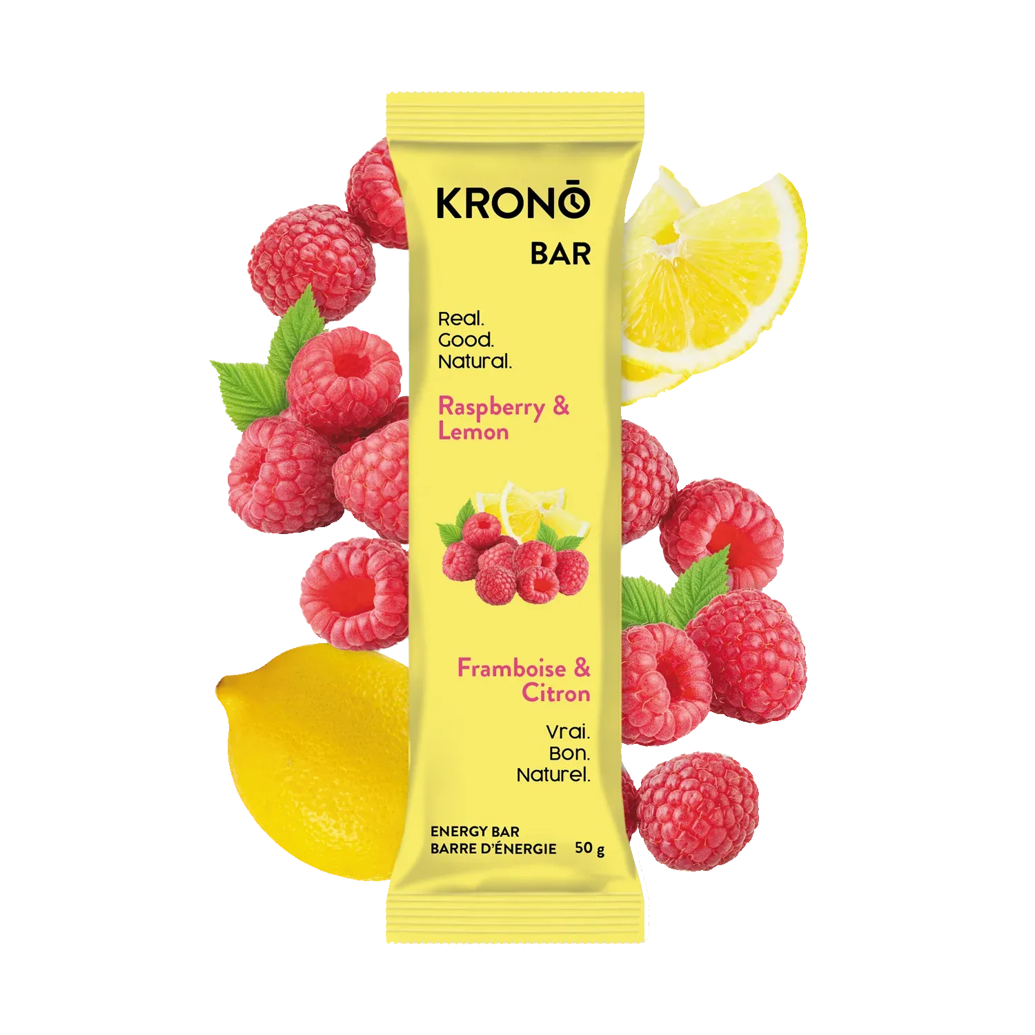 KRONO Energy Bar, Flavor: RASPBERRY &amp; LEMON