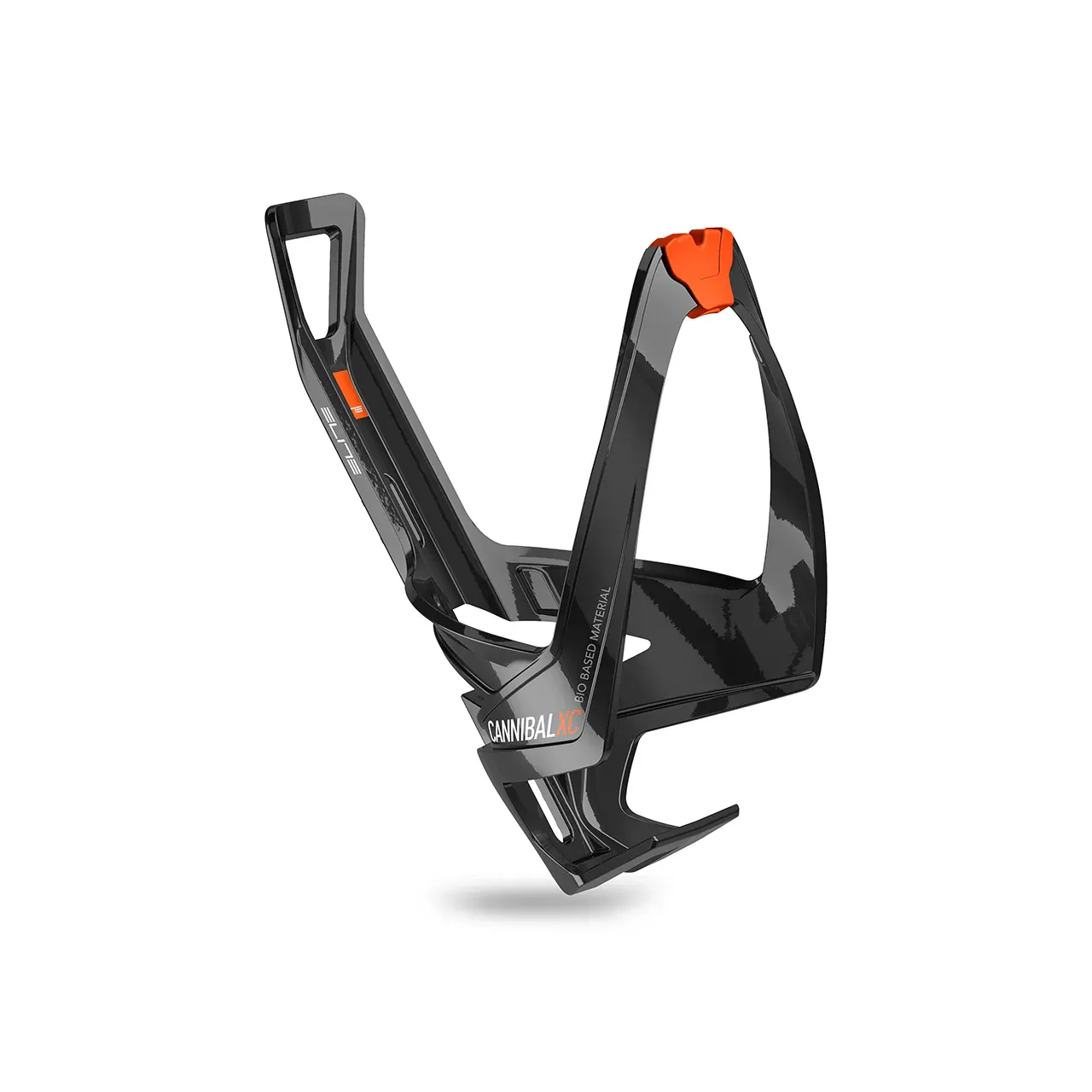 ELITE Cannibal XC Bio-Based Bottle Cage, Color: BLACK GLOSS/ORANGE