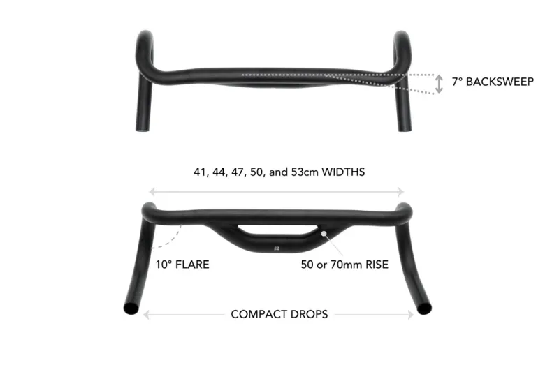 REDSHIFT SPORTS Top Shelf Low Flare Road Drop Handlebar Aluminum 31.8mm BLACK