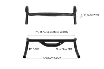 REDSHIFT SPORTS Top Shelf Low Flare Road Drop Handlebar Aluminum 31.8mm 50mm Rise BLACK