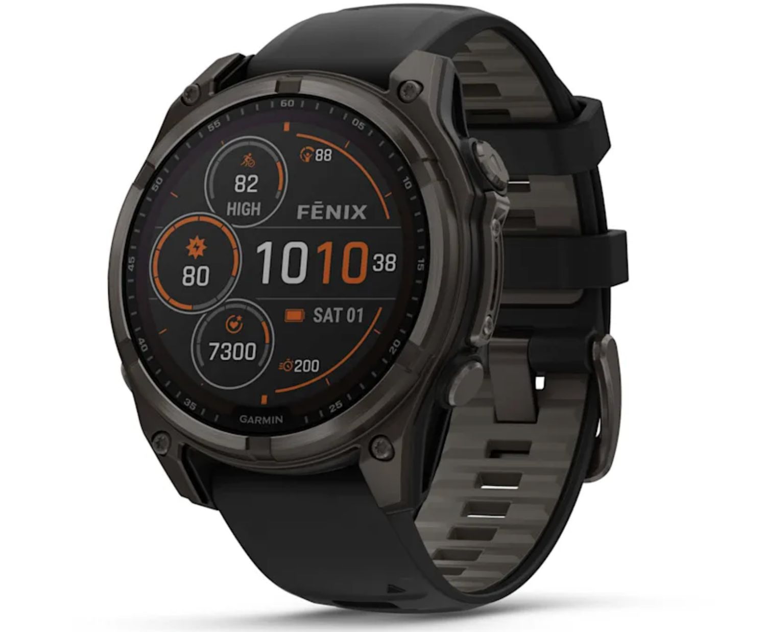 Garmin Fenix 8 Solar Sapphire Silicone - 47mm Grey With Black/Pebble Gray Band