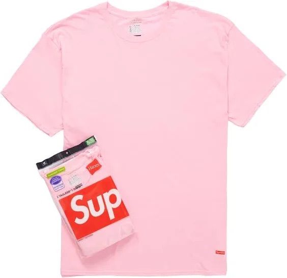 Supreme/Hanes Tees (2pk)- Pink, Size: S