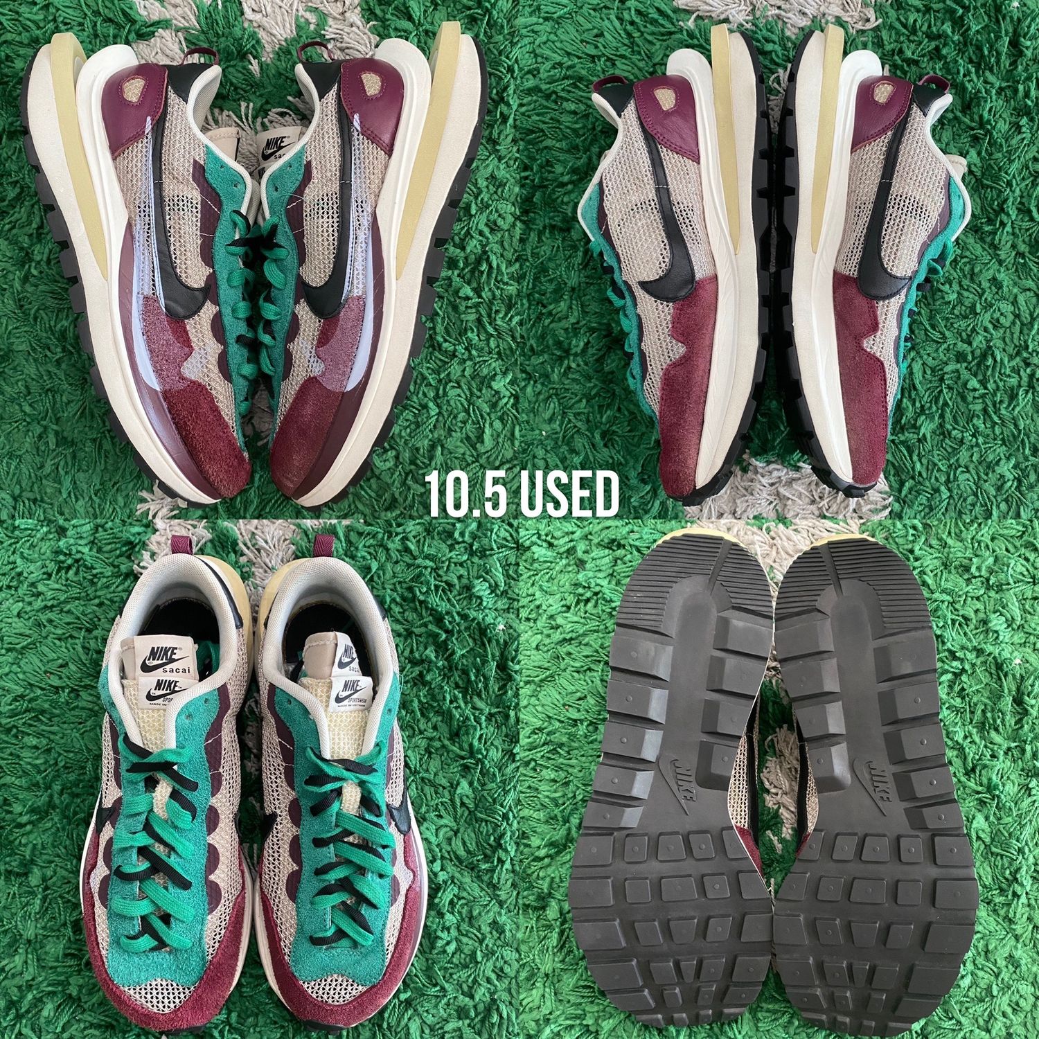 Nike Vaporwaffle x Sacai &quot;Villain Red Neptune Green&quot;, Size: 10.5 USED*
